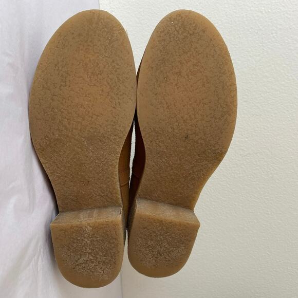 Avellini Suede Chelsea Boots Size 37 or 6.5 Cognac Tan Leather Chunky Heel - Picture 14 of 14